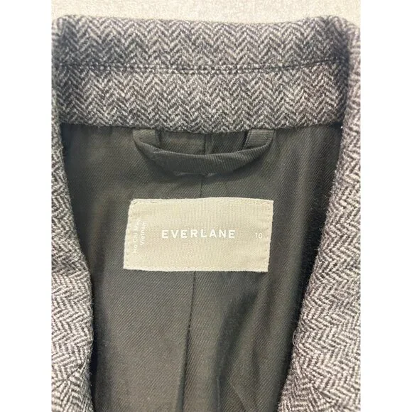 Everlane The Oversized Blazer in Wool Gray Herringbone size 10 - Picture 9 of 9